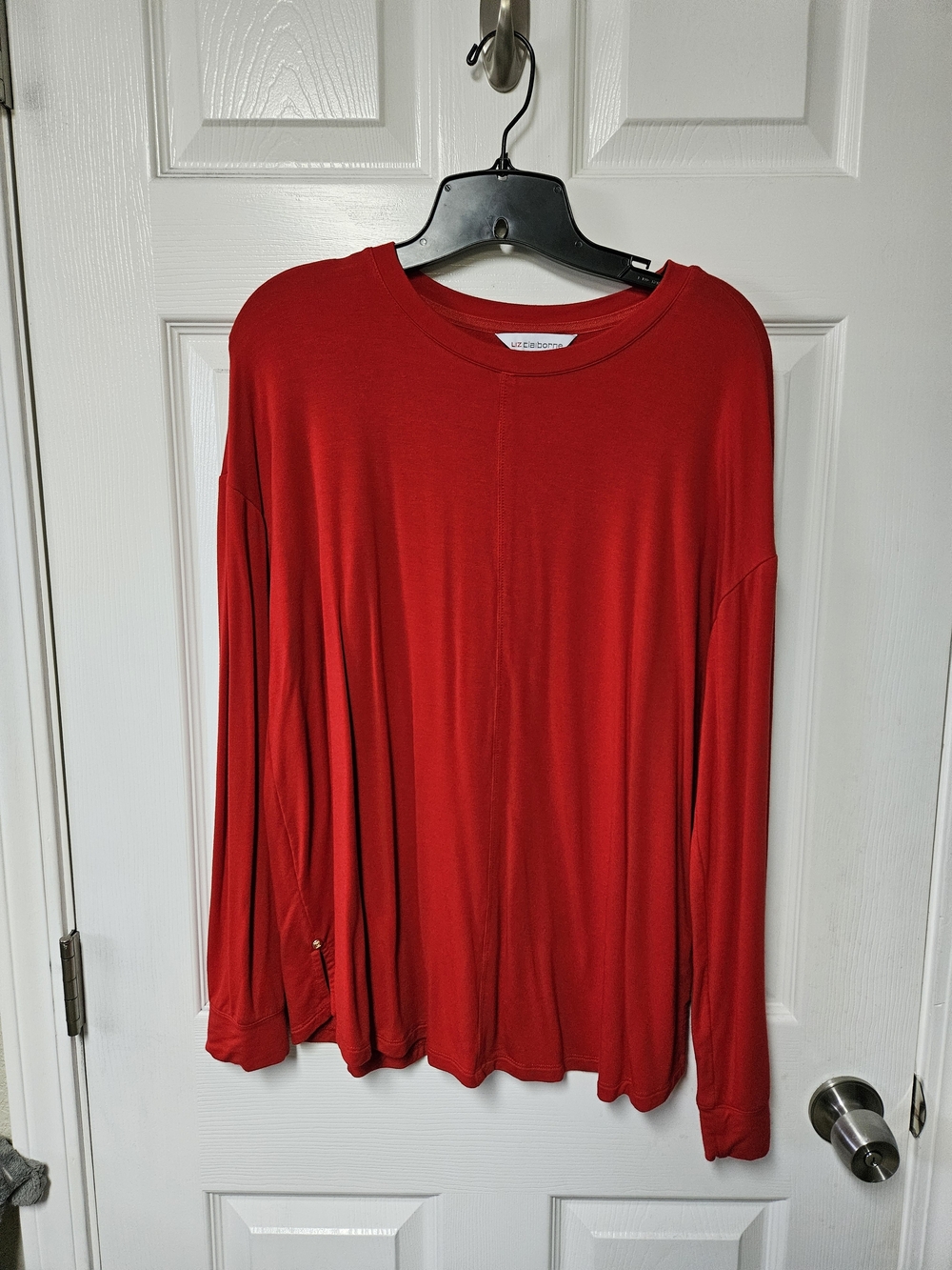 Liz Claiborne Bright Red Long-Sleeve Crew Top
